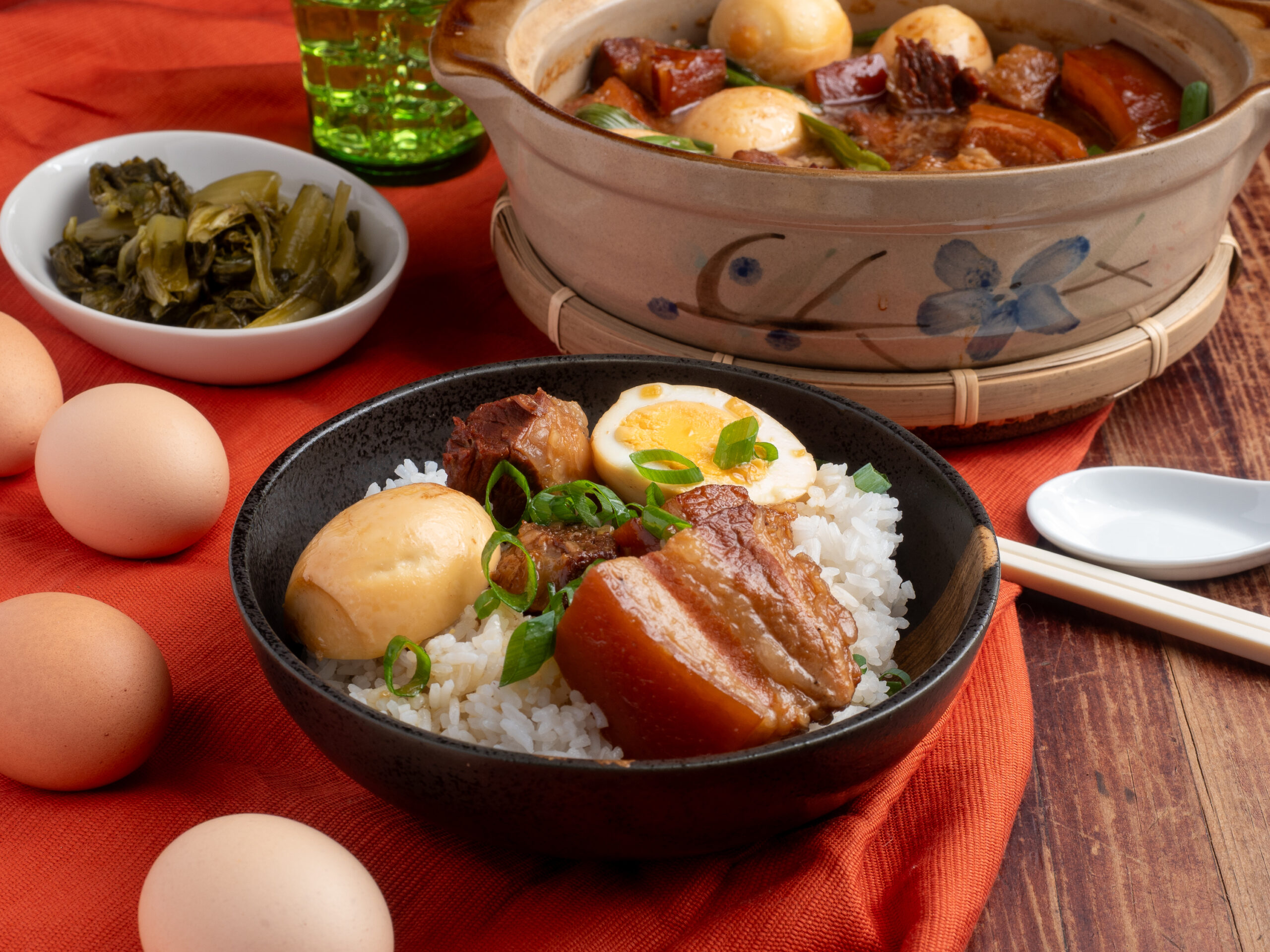 Caramelised Pork Belly and Eggs