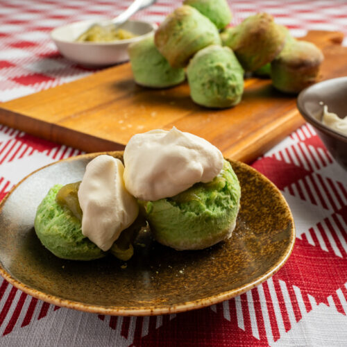 Pandan Scones with Kaya Jam and Chantilly Cream